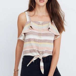 Madewell Texture & Thread Ruffle Tie-Front Tank